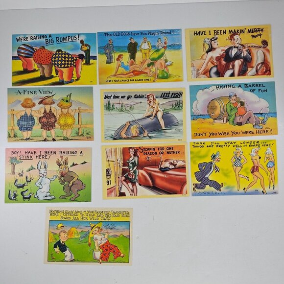 Vintage Asheville Postcard Lot of 10 Humorous Comic Illustrations Unused Made in - Picture 1 of 9